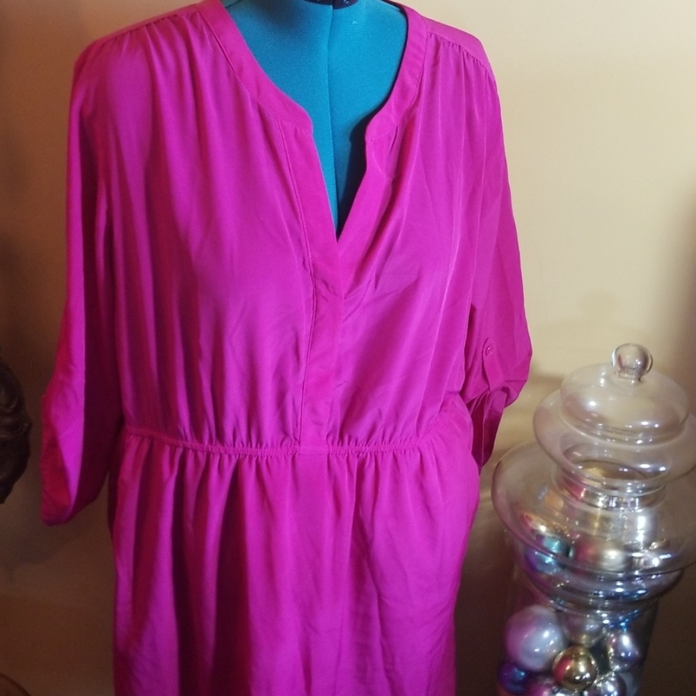 3/4 Sleeve Old Navy Magenta Dress
